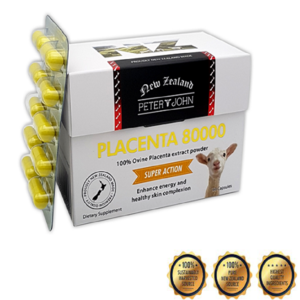 [해외]뉴질랜드 피터존 Peter&amp;john   Placenta 80000 피부노화방지  주름개선 콜라겐과 엘라스틴재생에 도움 양태반캡슐 60caps   2박스